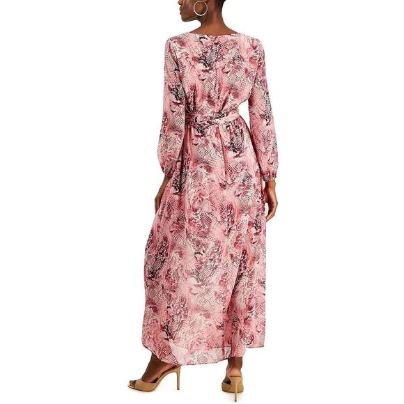 INC International Concepts Maxi Dress Size 10 Pink Chiffon Snake Print NWT - Picture 2 of 12